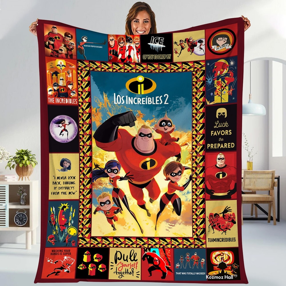 The Incredibles Fleece Blanket Mr Incredible Elastigirl Fleece Blanket Magic Kingdom Throw Blanket Couch Sofa.jpg