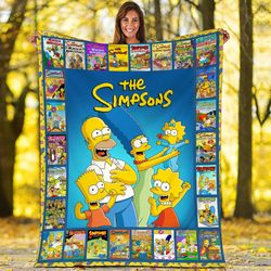the simpsons fleece blanket simpsons family throw blanket for bed couch sofa, christmas gifts