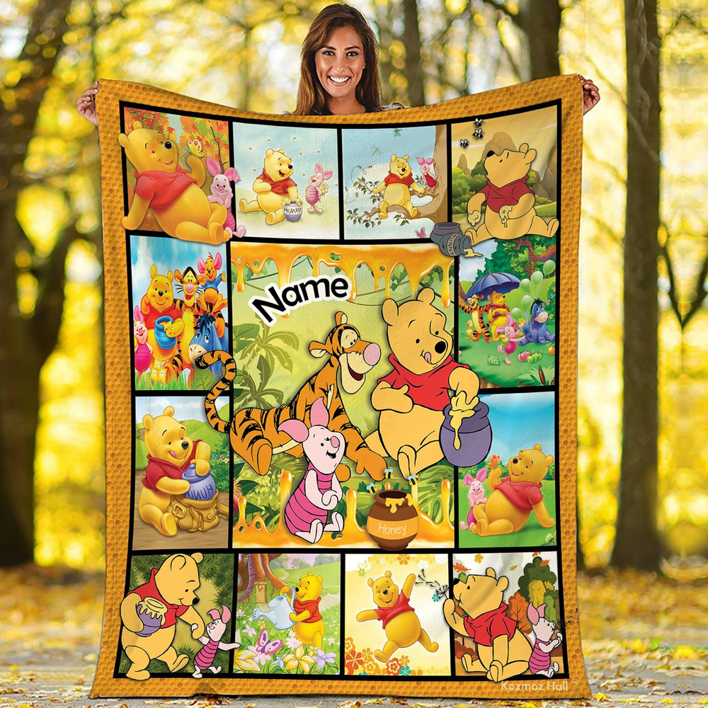 Winnie The Pooh Fleece Blanket  Winnie The Pooh Blanket  Pooh Birthday Gifts Pooh Bear Christmas Gift Blanket.jpg