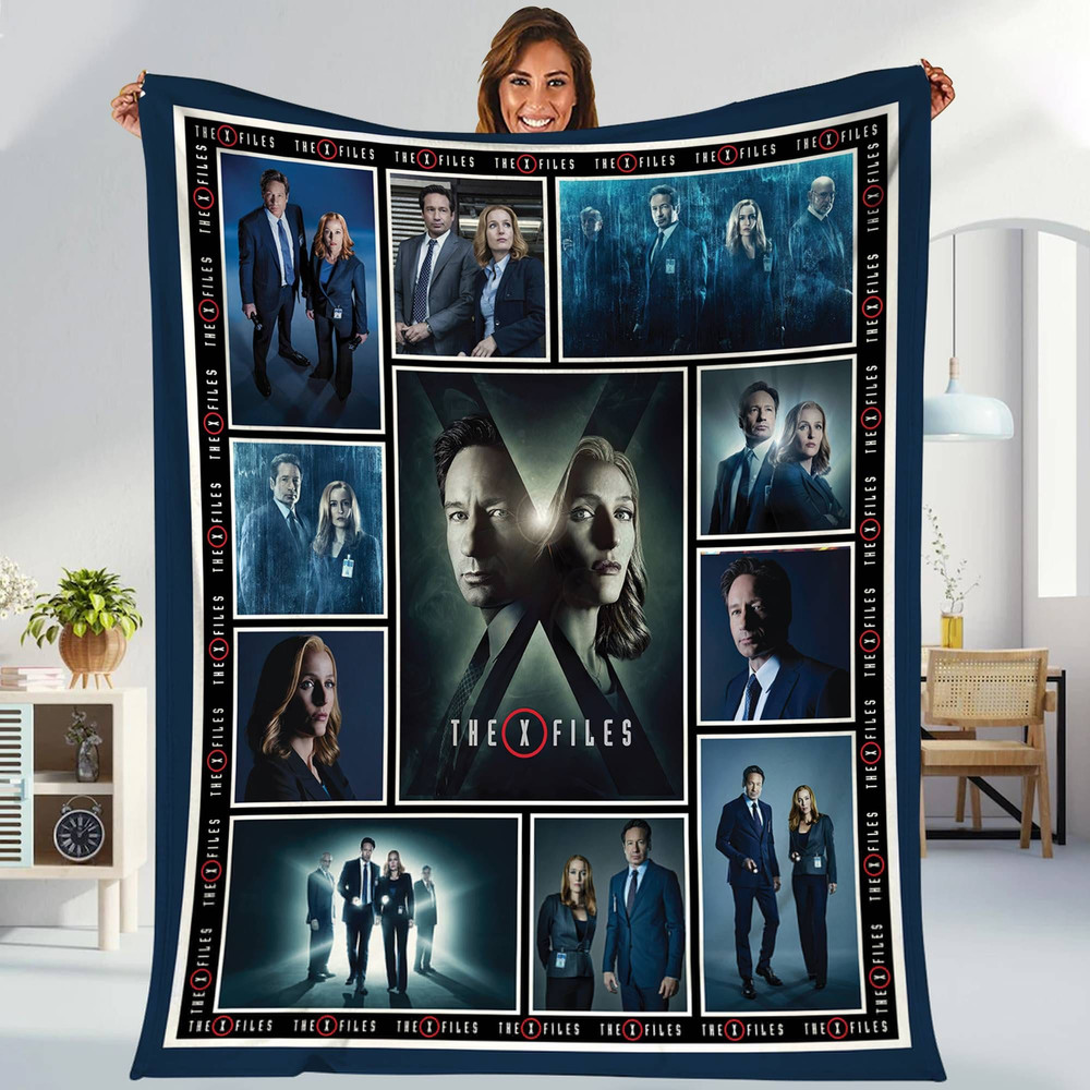 X-Files Movie Fleece Blanket Dana Scully Fox Mulder Blanket XFiles Movie Throw Blanket for Bed Couch Sofa .jpg