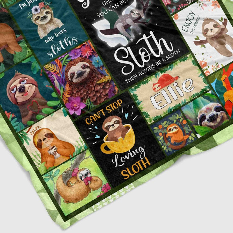 Personalized Sloth Blanket, Cute Sloth Blanket, Sloth Blanket, Baby Blanket, Funny Sloths Blanket, Custom Name Blanket, Sloth Lovers Gift3.jpg