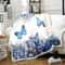 Beautiful Blue Butterfly And Floral Field Sherpa Fleece Quilt Blanket BL0659 - Wisdom Teez.jpg