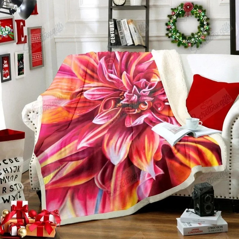 Beautiful Colorful Flower Red Yellow Pink Sherpa Fleece Quilt Blanket BL0302 - Wisdom Teez.jpg