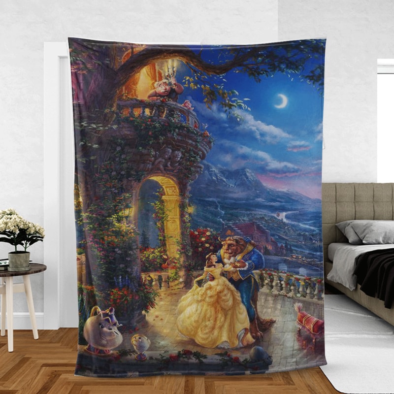 Beauty And The Beast Disney Cartoon Lover Sherpa Fleece Quilt Blanket BL1587 - Wisdom Teez.jpg