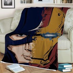 captain america iron man marvel comics christmas sherpa fleece quilt blanket bl1394 - wisdom teez.jpg