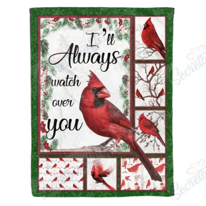Cardinal Bird Always Watch Over You Sherpa Fleece Quilt Blanket BL0885 - Wisdom Teez.jpg