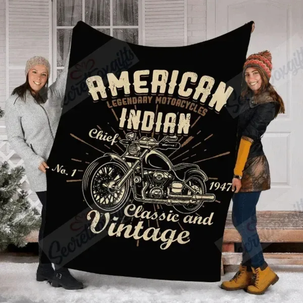Classic And Vintage Legendary Motorcycle Sherpa Fleece Quilt Blanket BL0976 - Wisdom Teez.jpg