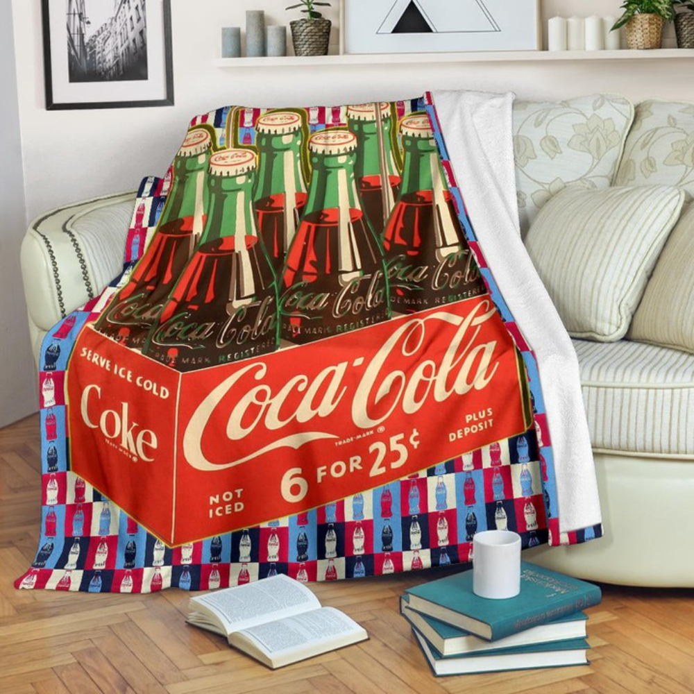 Coke Cola Retro Aesthetic Patterns Sherpa Fleece Quilt Blanket BL3037 - Wisdom Teez.jpg