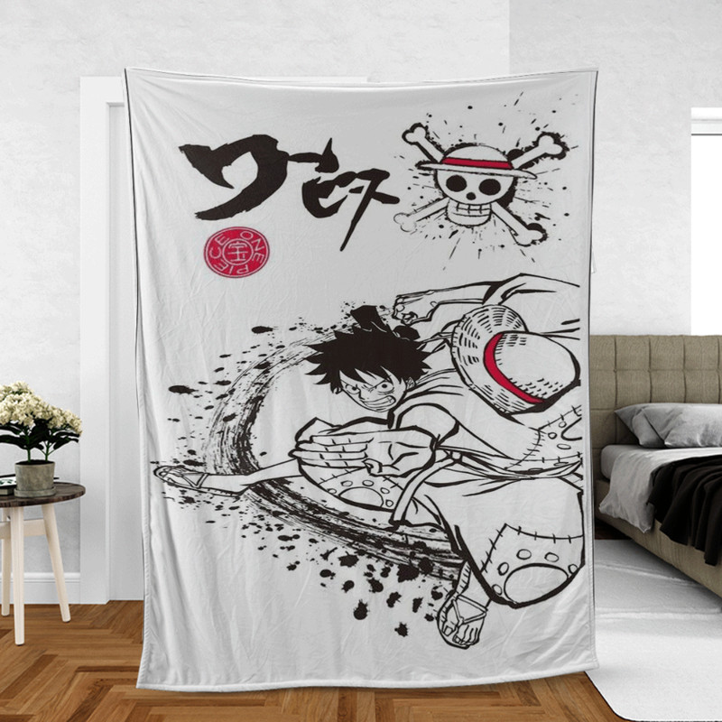 Cute Monkey D.Luffy One Piece Anime Sherpa Fleece Quilt Blanket BL1696 - Wisdom Teez.jpg