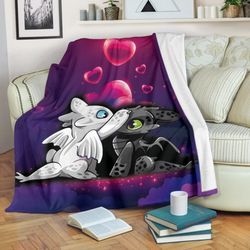cute night fury and light fury sherpa fleece quilt blanket bl2611 - wisdom teez.jpg