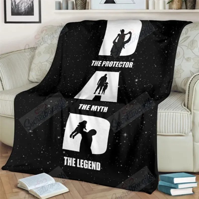 Dad The Protector The Myth And The Legend Sherpa Fleece Quilt Blanket BL0482 - Wisdom Teez.jpg