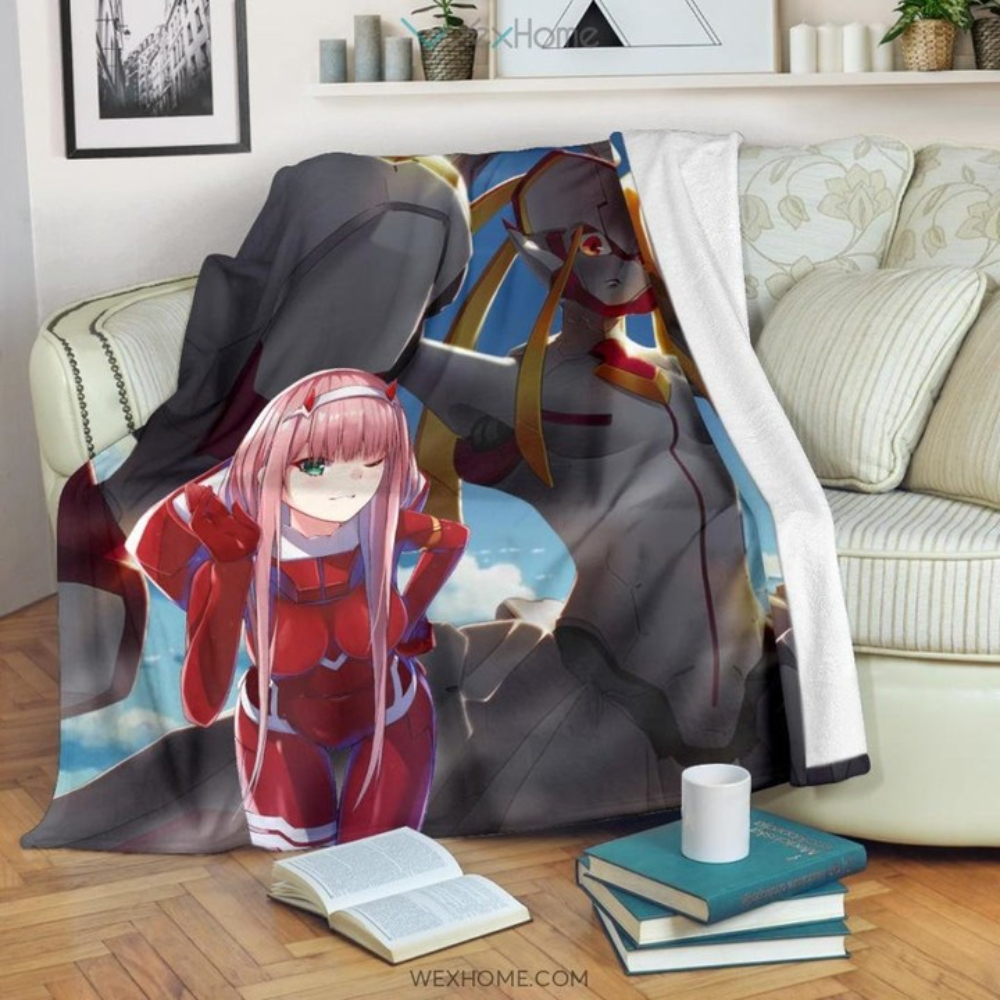 Darling In The Franxx Anime Zero Two With Darling Strelitzia Shadow Face Sherpa Fleece Quilt Blanket BL3069 - Wisdom Teez.jpg