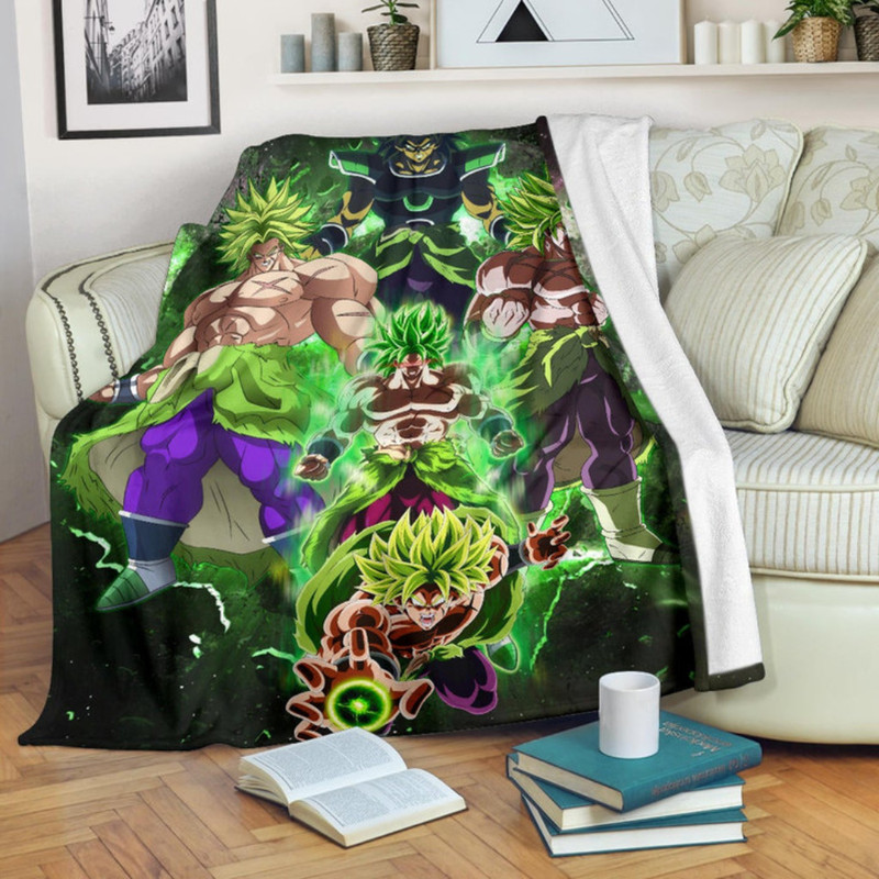 Dragon Ball Anime DB Super Saiyan Broly Moments Green Vapor Galaxy Sherpa Fleece Quilt Blanket BL3324 - Wisdom Teez.jpg