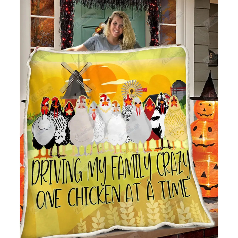 Driving My Family Crazy One Chicken At A Time Sherpa Fleece Quilt Blanket BL0390 - Wisdom Teez.jpg