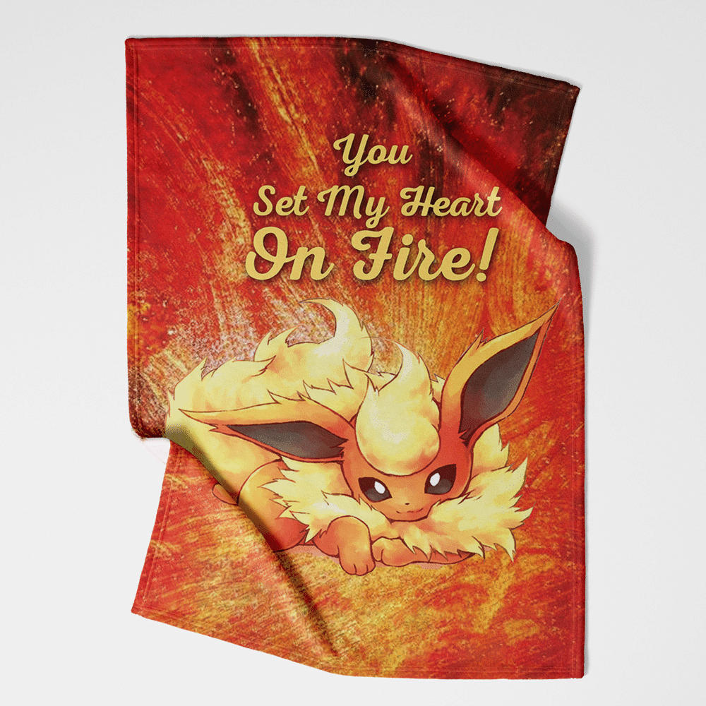 Flareon On Fire Pokemon Sherpa Fleece Quilt Blanket BL2112 - Wisdom Teez.jpg
