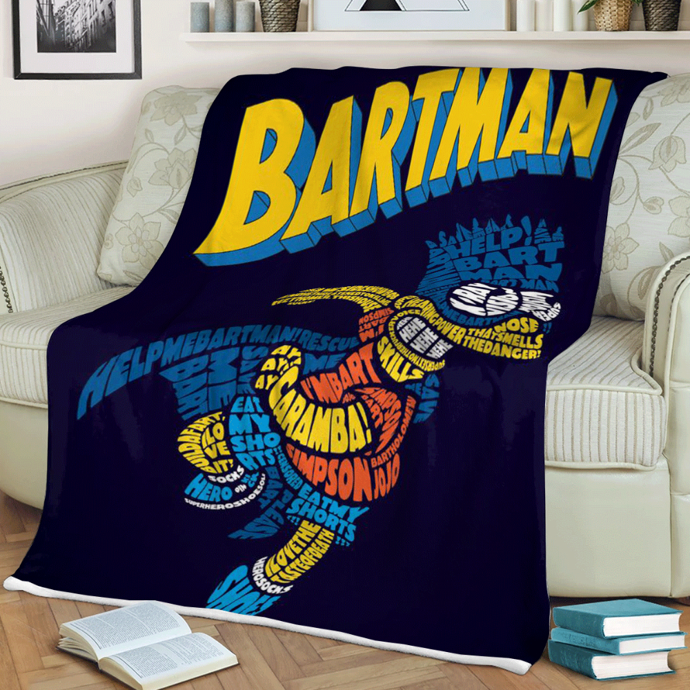 Funny Bartman The Simpsons Cartoon Lover Sherpa Fleece Quilt Blanket BL1588 - Wisdom Teez.jpg