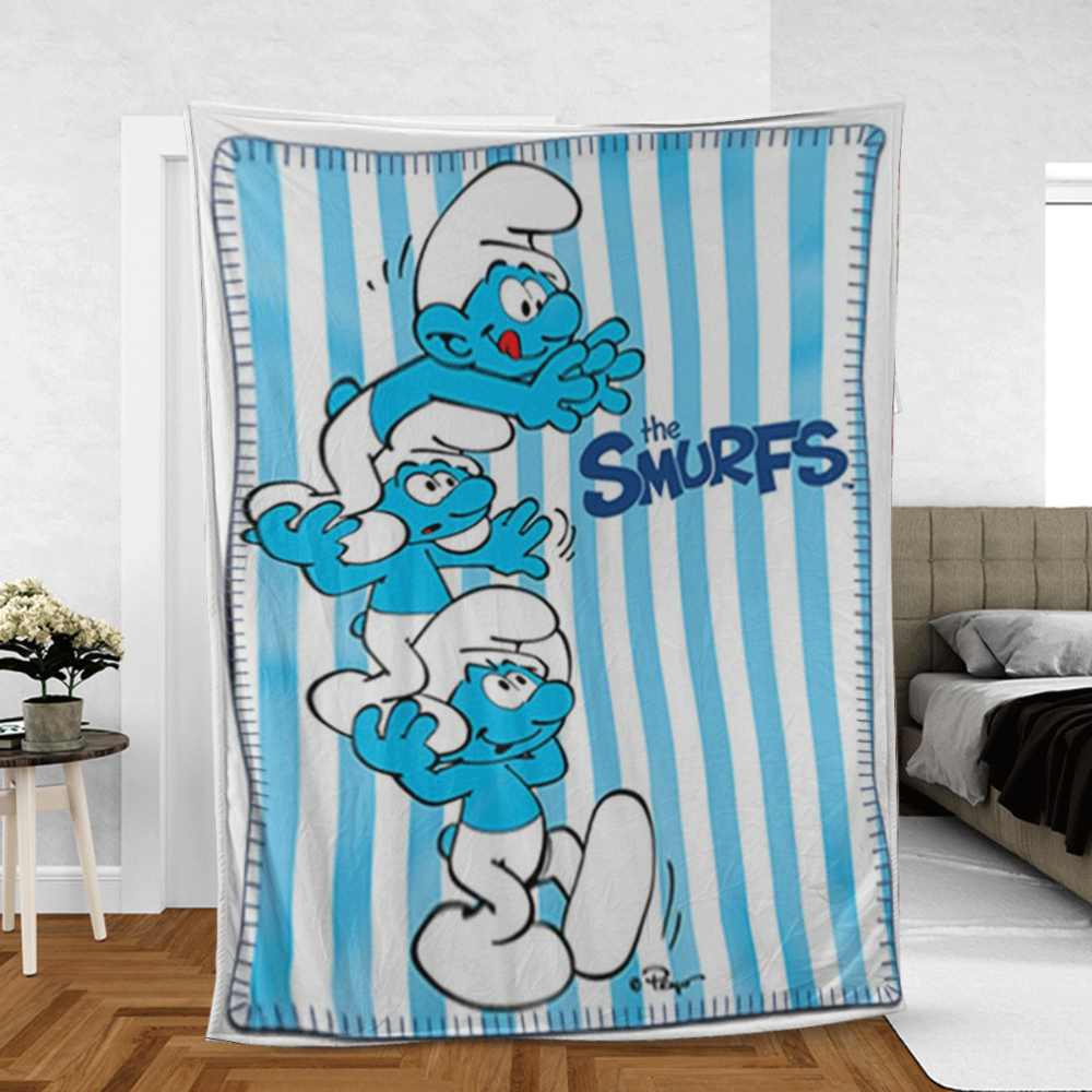 Funny The Smurfs Comics Sherpa Fleece Quilt Blanket BL1710 - Wisdom Teez.jpg