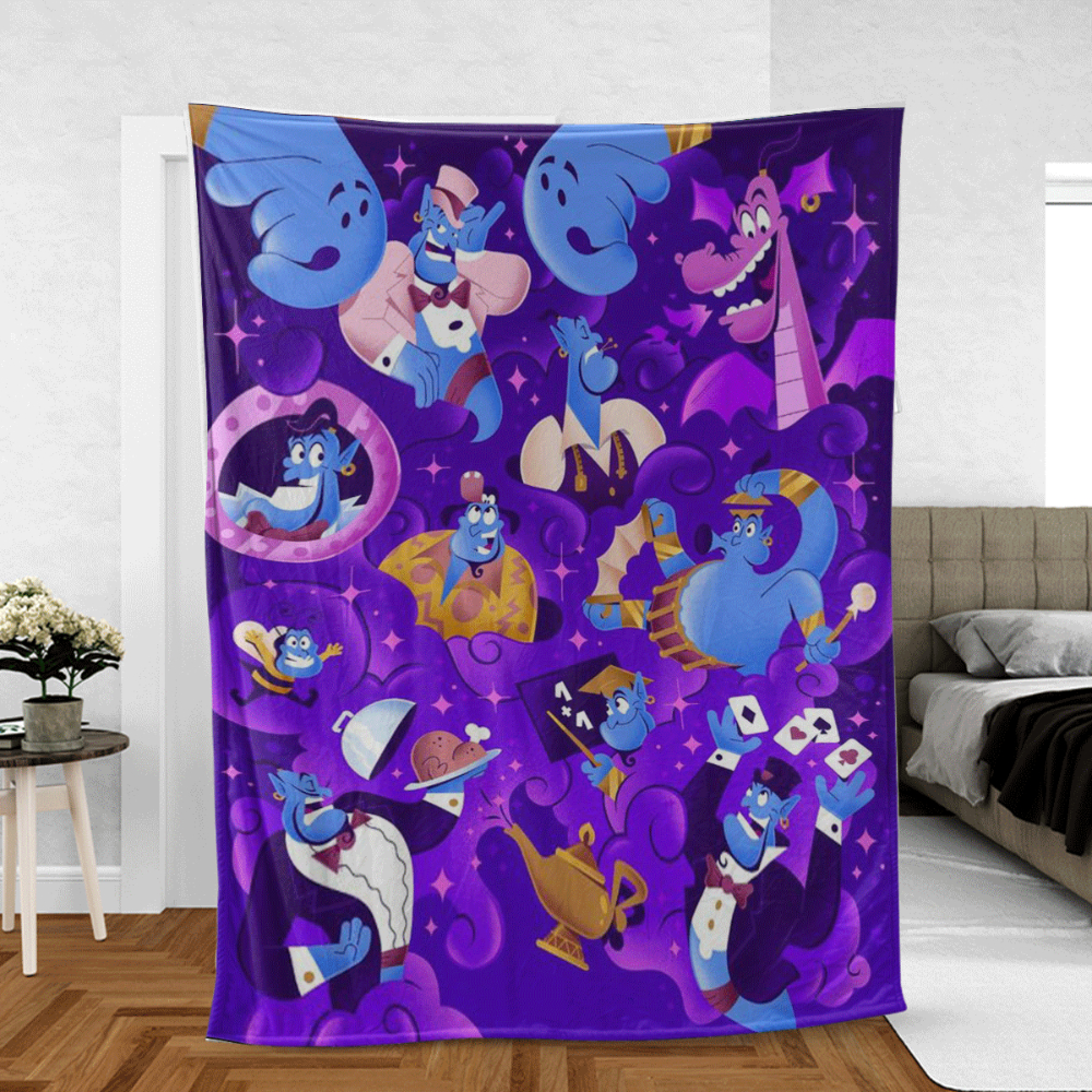 Genie Aladdin We Wish You Aladdin One Thousand and One Nights Sherpa Fleece Quilt Blanket BL1595 - Wisdom Teez.jpg