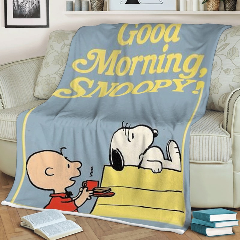 Good Morning Snoopy Charlie Brown Christmas Sherpa Fleece Quilt Blanket BL1509 - Wisdom Teez.jpg