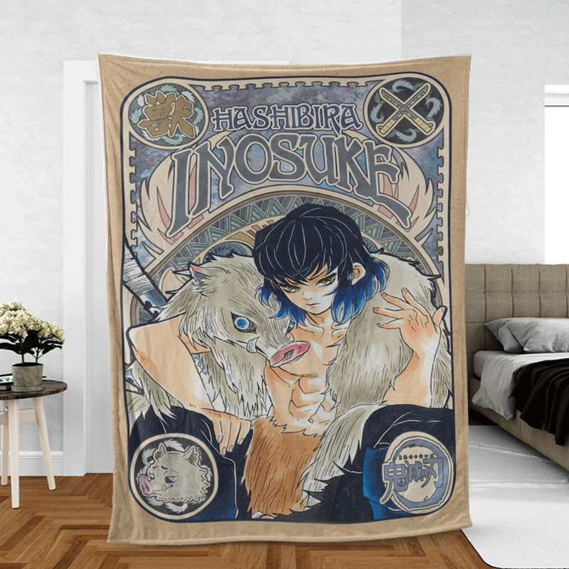 Hashibira Inosuke Kimetsu no Yaiba Anime As Lover Sherpa Fleece Quilt Blanket BL2314 - Wisdom Teez.jpg
