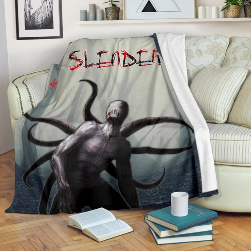 Horror Movie Slender Man In The Forest Fanart Sherpa Fleece Quilt Blanket BL3316 - Wisdom Teez.jpg