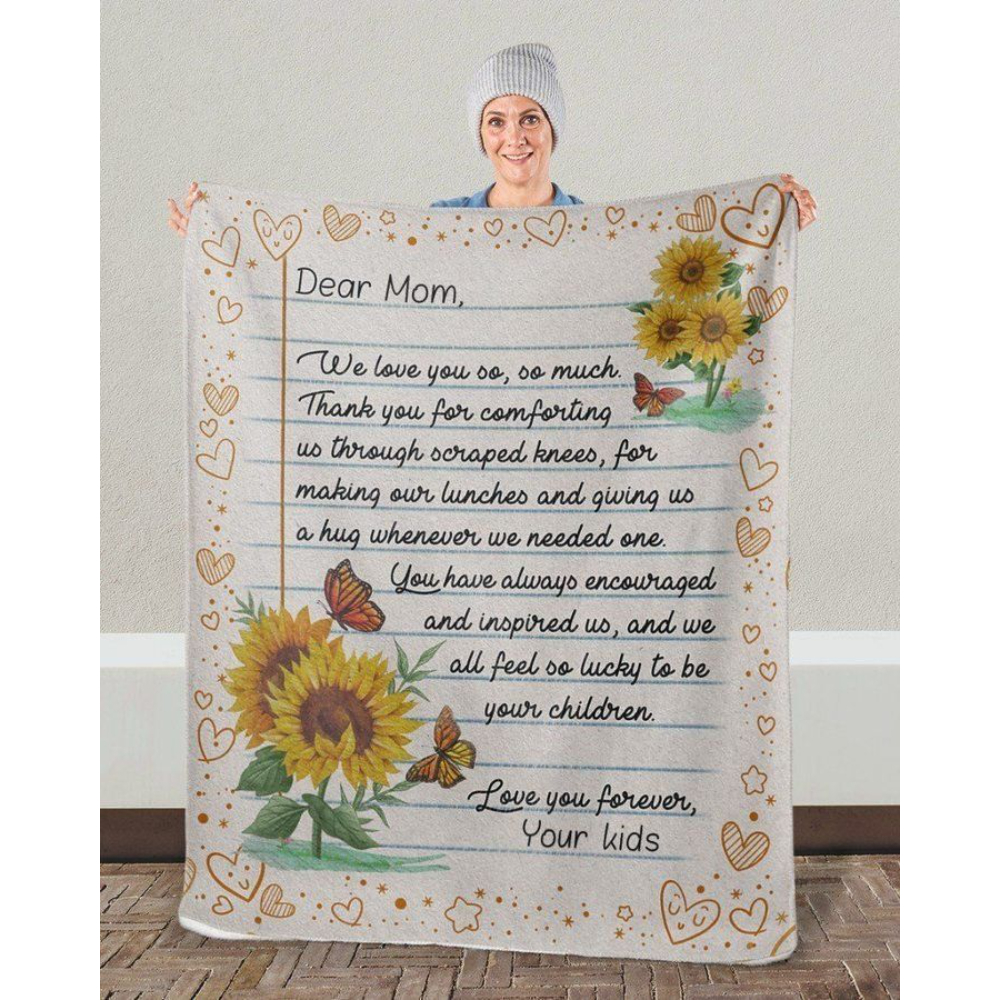 Kids Custom Name For Mom Butterfly We Love You So Sherpa Fleece Quilt Blanket BL0363 - Wisdom Teez.jpg