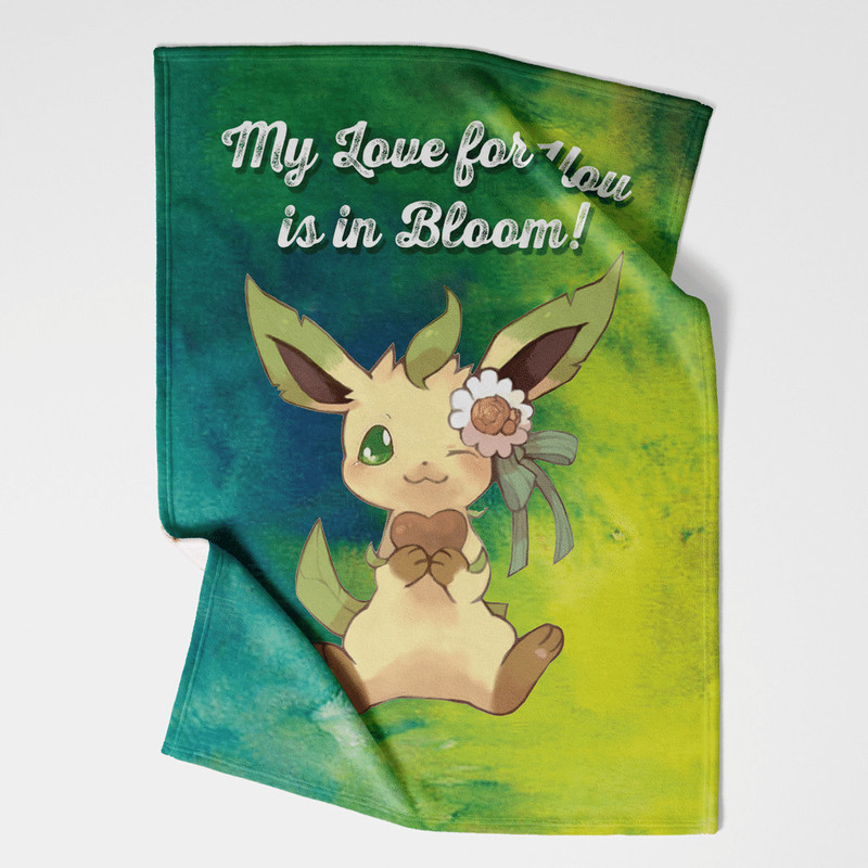 Leafeon Bloom Pokemon Sherpa Fleece Quilt Blanket BL2109 - Wisdom Teez.jpg