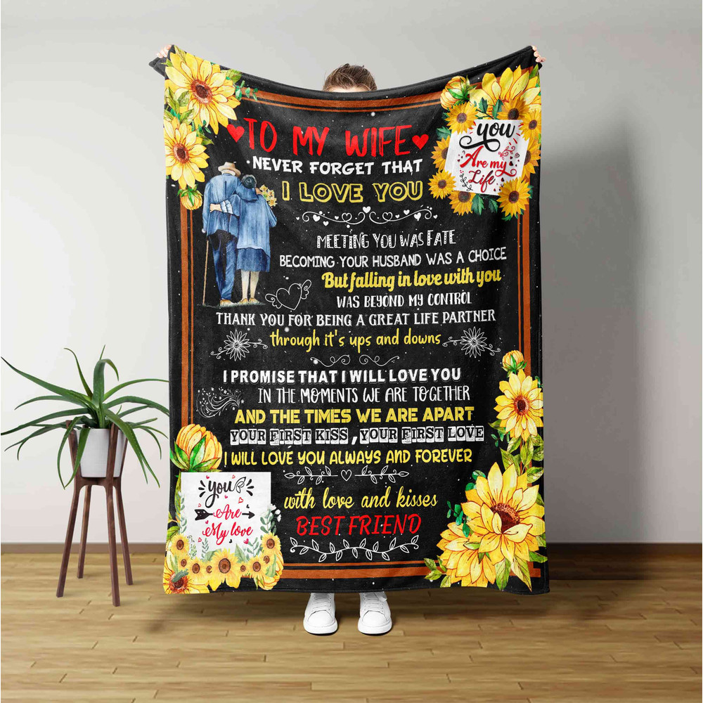 Custom To my wife Sunflower Blankets Gifts for Wife, Birthday Gifts Christmas blanket, Wife blanket, Anniversary blanket, Couple gifts.jpg