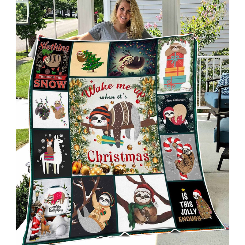 Cute Sloth Sherpa Fleece Blankets Christmas blanket Sloth lover blanket Sloth blanket Sloth gift Sloth throw Daughter Gift Sloth Home Decor 2.jpg