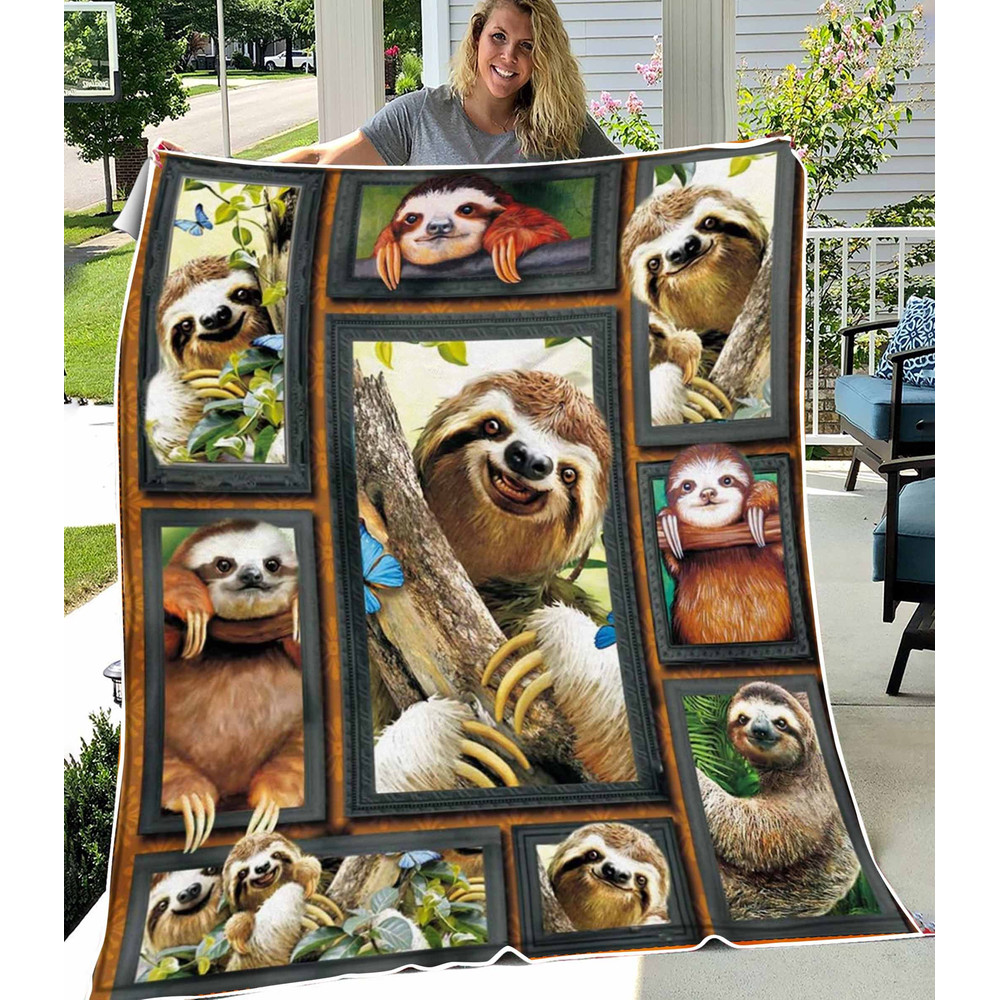 Cute Sloth Sherpa Fleece Blankets Christmas blanket Sloth lover blanket Sloth blanket Sloth gift Sloth throw Daughter Gift Sloth Home Decor.jpg