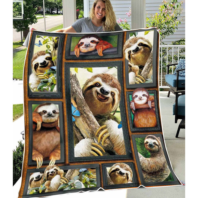 Cute Sloth Sherpa Fleece Blankets Christmas blanket Sloth lover blanket Sloth blanket Sloth gift Sloth throw Daughter Gift Sloth Home Decor.jpg
