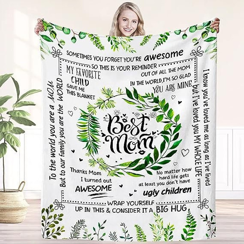 Gifts for Mom Blanket, Best Mom Blanket from Daughter Son, Birthday Gift for Mom, Mom Birthday Gifts, Love You Mom Throw Blanket Happy Decor.jpg