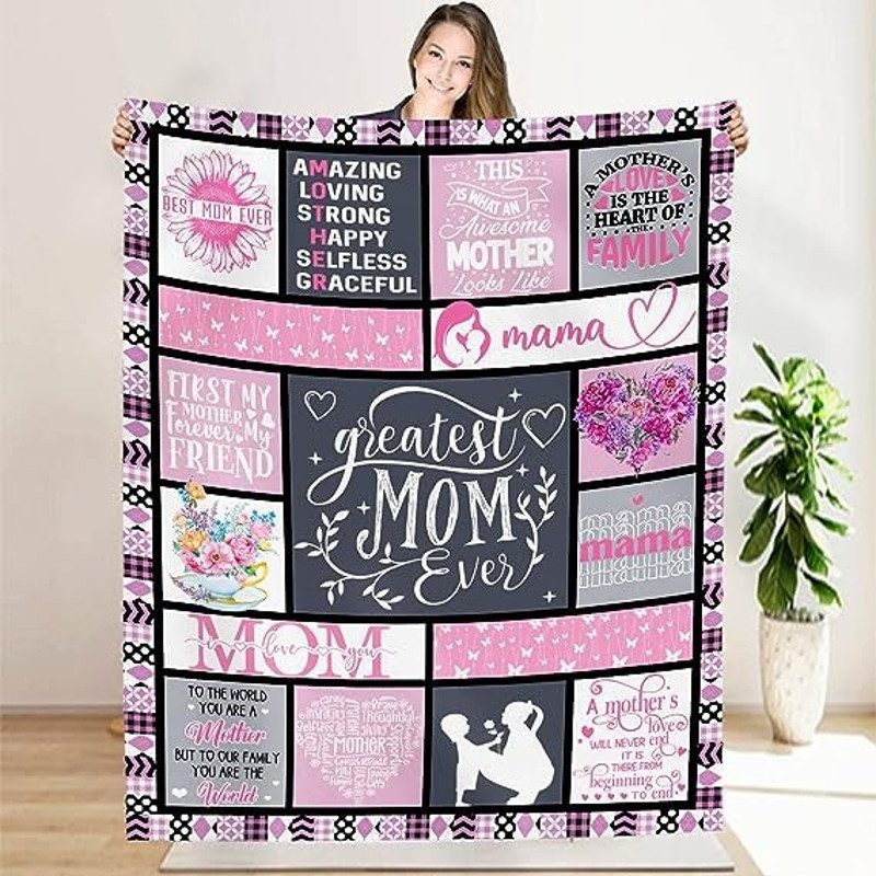 Greatest Mom Ever Blanket Gift For Mom From Daughter Birthday Gifts for Mom Throw Blankets Flannel Throws Gifts for Daughter Happy Decor.jpg