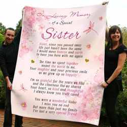memorial throw blanket for sister in loving memory of a special sister flower & dragonfly fleece blankets birthday gifts