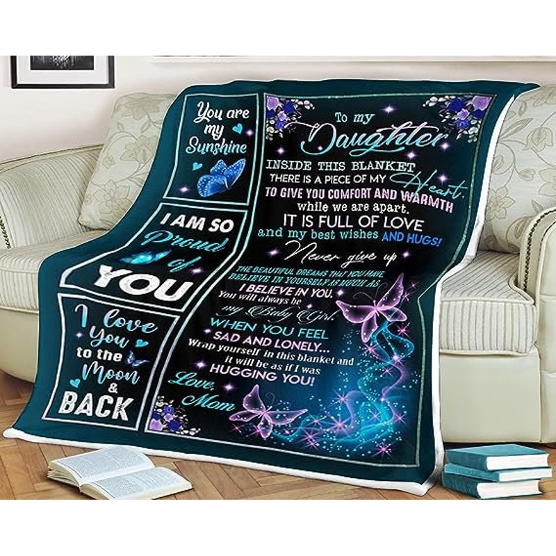 My Dear Daughter Butterfly Blanket Personalized Fleece Blanket Gifts From Mom Birthday Gifts For Daughter Daughter Birthday Gift Happy Decor.jpg