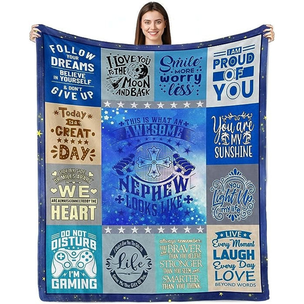 Nephew Gifts from Auntie Blanket Gifts from Niece Birthday Gifts for Nephew Throw Blankets Flannel Throws Nephew Gift Ideas Happy Decor.jpg