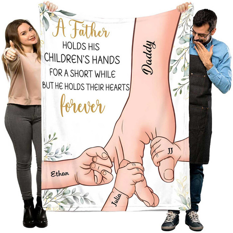 Personalized A Father Fist Bump Blanket Custom Fleece Blankets Birthday Gifts From Son Daughter For Father Happy Decor Father's Day Blanket.jpg