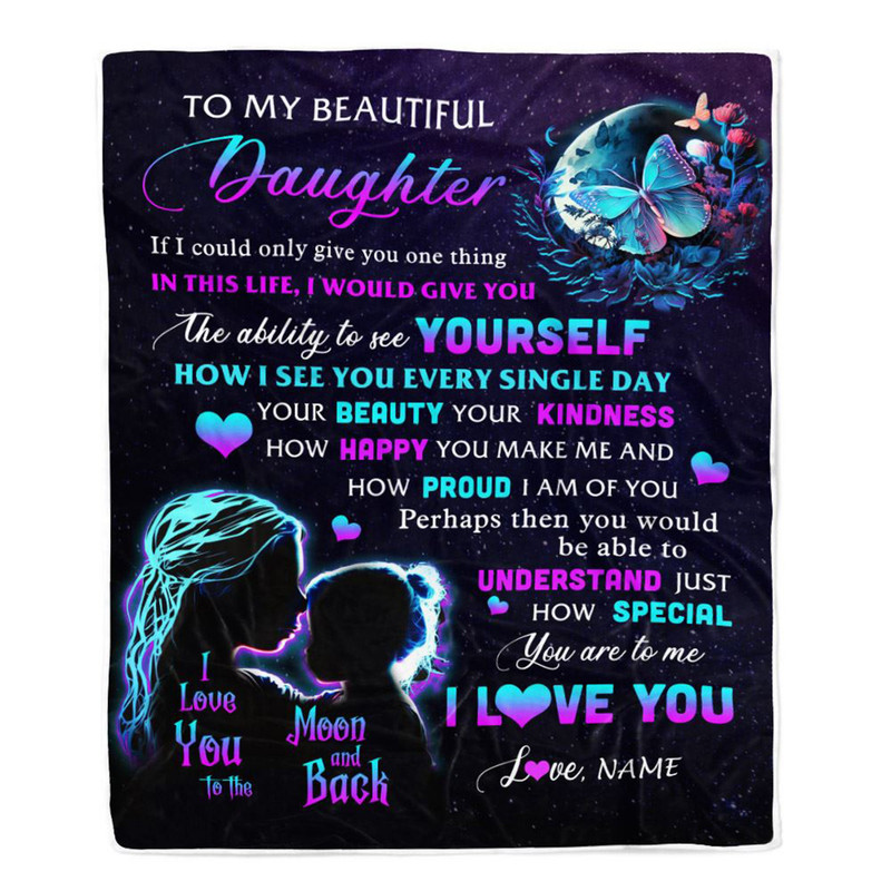 Personalized Dear Daughter Butterfly Blanket Custom Name Fleece Blanket Birthday Gifts From Mom For Daughter Happy Decor Christmas Blanket.jpg