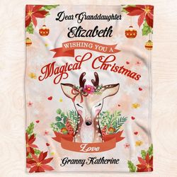 personalized dear granddaughter blanket magical christmas cute deer fleece blanket birthday gifts from grandma for grand