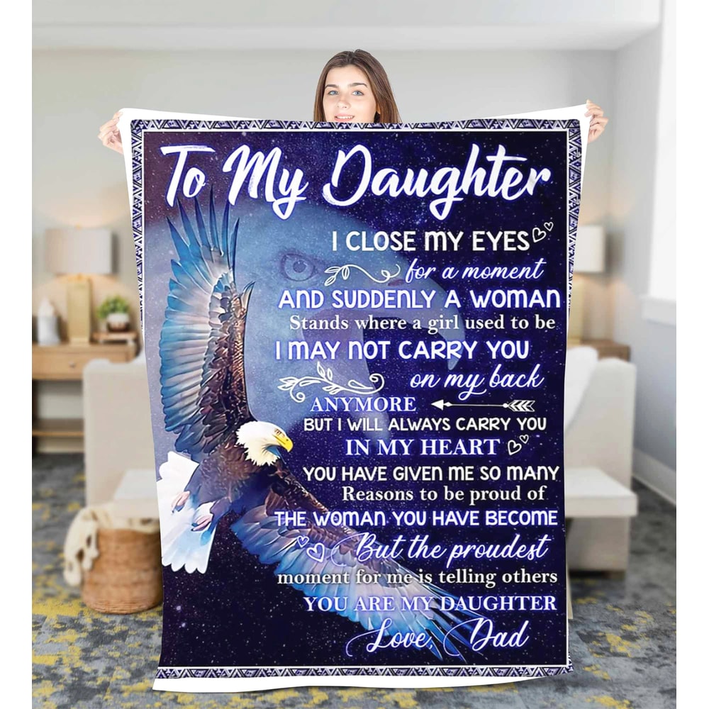 Personalized Eagle To My Daughter Fleece Sherpa blanket Birthday Gift Daughter Christmas gift Christmas blanket with name Daughter gift.jpg