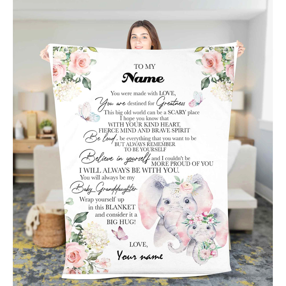 Personalized Elephant To My Daughter Fleece Sherpa blanket Birthday Gift Daughter Christmas gift Christmas blanket with name Daughter gift.jpg