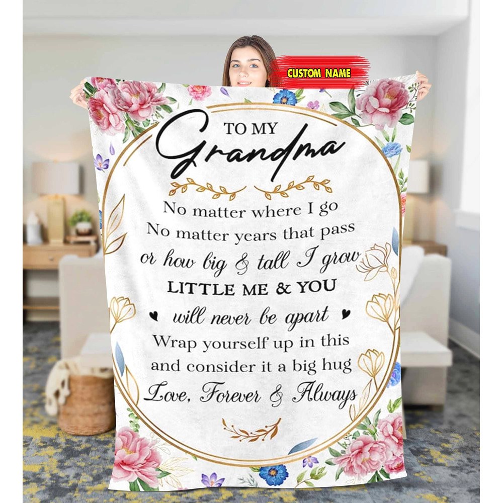 Personalized Grandma Flower Blanket Custom Fleece Sherpa Blanket Birthday Gifts From Granddaughter Grandson For Grandma Christmas blanket 1.jpg