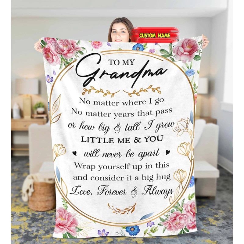 Personalized Grandma Flower Blanket Custom Fleece Sherpa Blanket Birthday Gifts From Granddaughter Grandson For Grandma Christmas blanket 1.jpg