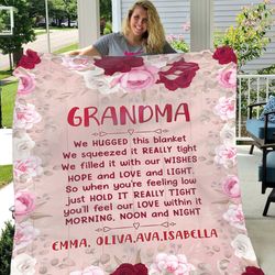 personalized grandma pink flower blanket custom name fleece blanket birthday gifts from granddaughter and grandson for g