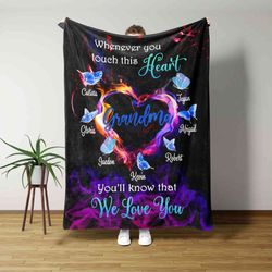 personalized grandma we love you butterfly blanket custom fleece blanket birthday gift from granddaughter & grandson for