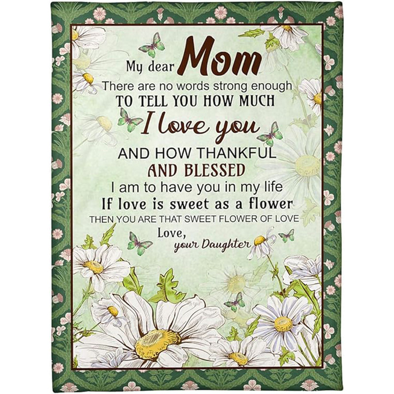 Personalized My Dear Mom Daisy Blanket Fleece Blankets Gifts From Daughter Son Birthday Gifts For Mother Happy Decor Mother's Day Blanket.jpg