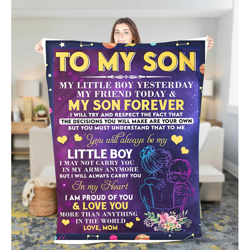 Personalized name To My Son Blanket Custom Name Fleece Blanket Gift From Mom Birthday Gift For Son Christmas blanket,Graduation blanket gift 10.jpg