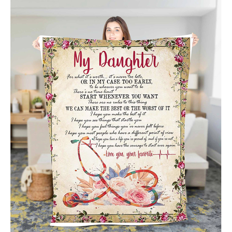 Personalized Nurse To My Daughter Fleece Sherpa blanket Birthday Gift For Daughter Christmas gift Christmas blanket with name Daughter gift.jpg