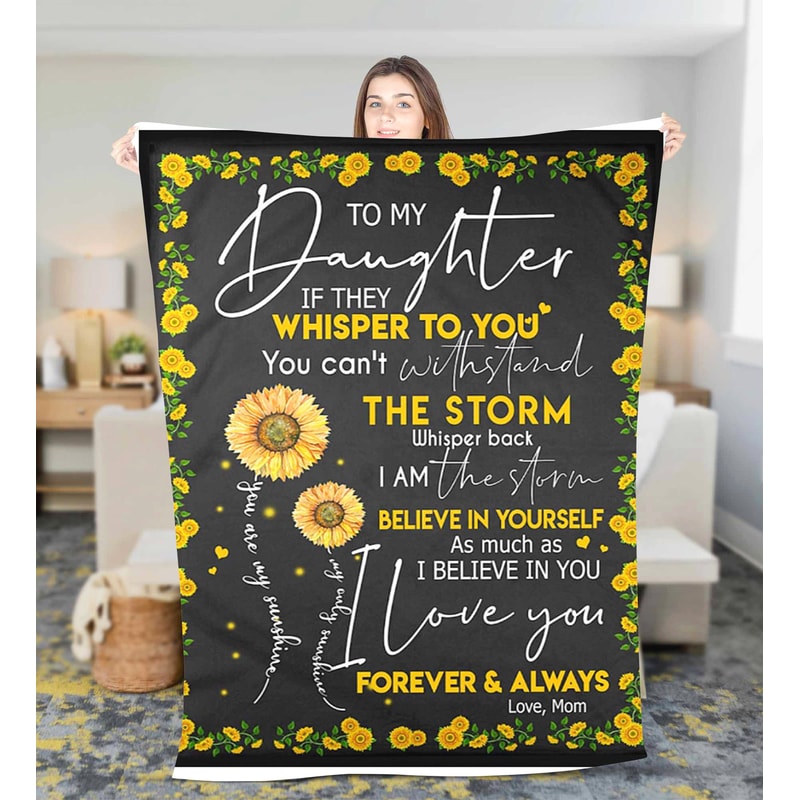 Personalized Sunflower To My Daughter Fleece Sherpa blanket Birthday Gift Daughter Christmas gift Christmas blanket with name Daughter gift 10.jpg