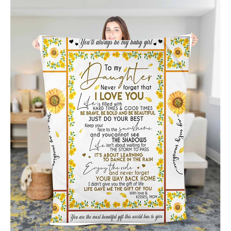 Personalized Sunflower To My Daughter Fleece Sherpa blanket Birthday Gift Daughter Christmas gift Christmas blanket with name Daughter gift 11.jpg